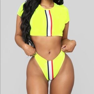 Neon yellow 2 piece swimsuit